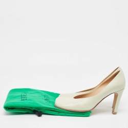 Pre Owned Bottega Veneta Light Grey Leather Pumps Size 39