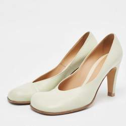 Pre Owned Bottega Veneta Light Grey Leather Pumps Size 39