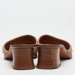 Pre Owned Bottega Veneta Beige Intrecciato Leather Slide Sandals Size 36 