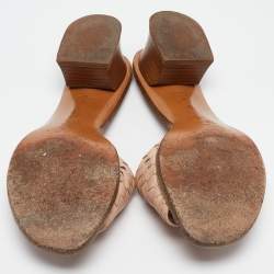 Pre Owned Bottega Veneta Beige Intrecciato Leather Slide Sandals Size 36 