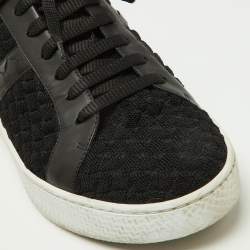 Bottega Veneta Black Woven Fabric and Leather Low Top Sneakers Size 39.5