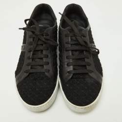 Bottega Veneta Black Woven Fabric and Leather Low Top Sneakers Size 39.5