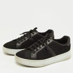 Bottega Veneta Black Woven Fabric and Leather Low Top Sneakers Size 39.5