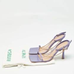 Pre Owned Bottega Veneta Purple Leather Chain Stretch Sandals Size 37
