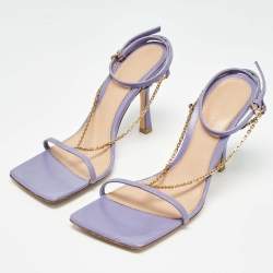 Pre Owned Bottega Veneta Purple Leather Chain Stretch Sandals Size 37