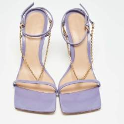 Pre Owned Bottega Veneta Purple Leather Chain Stretch Sandals Size 37