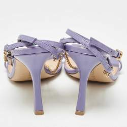 Pre Owned Bottega Veneta Purple Leather Chain Stretch Sandals Size 37