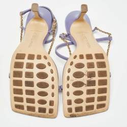 Pre Owned Bottega Veneta Purple Leather Chain Stretch Sandals Size 37