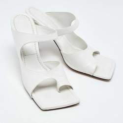 Bottega Veneta White Leather Thong Slide Sandals Size 40.5