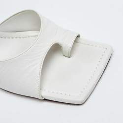 Bottega Veneta White Leather Thong Slide Sandals Size 40.5