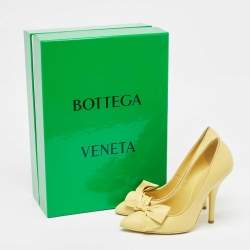 Pre Owned Bottega Veneta Primerose Yellow Leather Bow Embellished Pumps Size 35