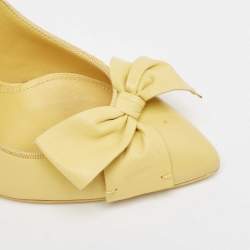 Pre Owned Bottega Veneta Primerose Yellow Leather Bow Embellished Pumps Size 35