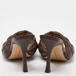Pre Owned Bottega Veneta Brown Quilted Leather Lido Slide Sandals Size 39