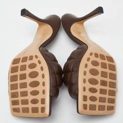 Pre Owned Bottega Veneta Brown Quilted Leather Lido Slide Sandals Size 39