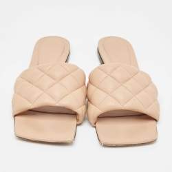 مملوكة مسبقًا Bottega Veneta Beige Padded Leather Flat Slides Size 39