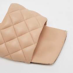 مملوكة مسبقًا Bottega Veneta Beige Padded Leather Flat Slides Size 39