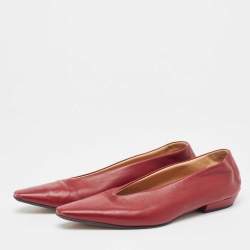 Bottega Veneta Burgundy Leather Almond Toe Ballet Flats Size 35