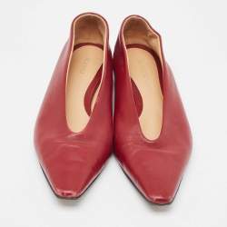 Bottega Veneta Burgundy Leather Almond Toe Ballet Flats Size 35