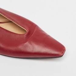 Bottega Veneta Burgundy Leather Almond Toe Ballet Flats Size 35