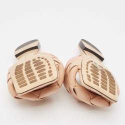 Pre Owned Bottega Veneta Beige Quilted Leather Lido Flat Slides Size 40