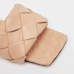 Pre Owned Bottega Veneta Beige Quilted Leather Lido Flat Slides Size 40