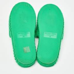 Pre Owned Bottega Veneta Green Cotton Fabric Resort Sponge Slides Size 40
