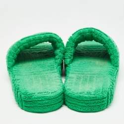 Pre Owned Bottega Veneta Green Cotton Fabric Resort Sponge Slides Size 40