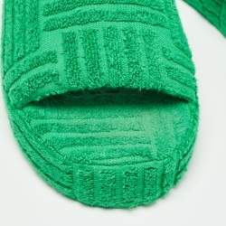 Pre Owned Bottega Veneta Green Cotton Fabric Resort Sponge Slides Size 40
