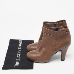Bottega Veneta Brown Leather Intrecciato Platform Ankle Boots Size 39