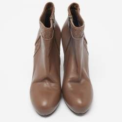 Bottega Veneta Brown Leather Intrecciato Platform Ankle Boots Size 39