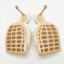 مملوكة مسبقًا Bottega Veneta White Leather Lido Open Toe Slide Sandals Size 39.5