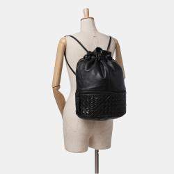Bottega Veneta Black Nappa Intrecciato Drawstring Backpack