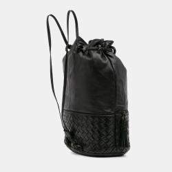 Bottega Veneta Black Nappa Intrecciato Drawstring Backpack
