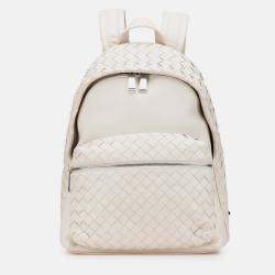Bottega Veneta White Nappa Intrecciato Backpack