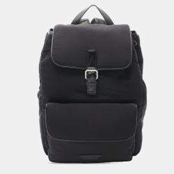 Pre Owned Bottega Veneta Intrecciato Trimmed Black Nylon Crossroad Backpack