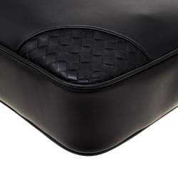 Pre Owned Bottega Veneta Black Intrecciato Leather Briefcase 