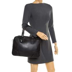 Pre Owned Bottega Veneta Black Intrecciato Leather Briefcase 