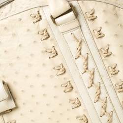 Pre Owned Bottega Veneta Beige/Cream Ostrich Leather Travel Bag