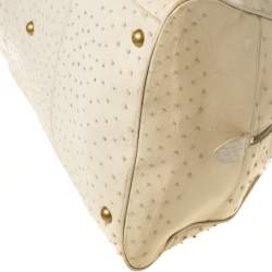 Pre Owned Bottega Veneta Beige/Cream Ostrich Leather Travel Bag