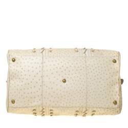 Pre Owned Bottega Veneta Beige/Cream Ostrich Leather Travel Bag