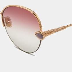 Pre Owned Boucheron Red/Gold Tone Gradient BC0079S Aviator Sunglasses