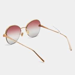 Pre Owned Boucheron Red/Gold Tone Gradient BC0079S Aviator Sunglasses