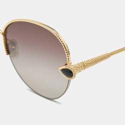 Pre Owned Boucheron Purple/Gold Tone Gradient BC0079S Aviator Sunglasses