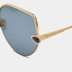 Pre Owned Boucheron Blue/Gold Tone Gradient BC0079S Aviator Sunglasses