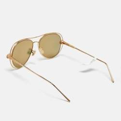 Pre Owned Boucheron Gold Mirrored BC0030S Crystals Aviator Sunglasses