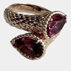 Pre Owned Boucheron Boheme 18K Rose Gold Garnet Ring EU 51
