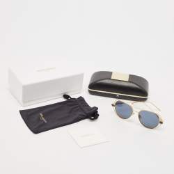 Boucheron Navy Blue/Gold BC 005 Round Sunglasses