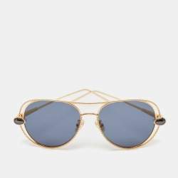 Boucheron Navy Blue/Gold BC 005 Round Sunglasses