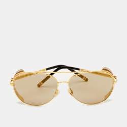 مملوكة مسبقًا Boucheron Brown/Gold Tone Mirrored BC0001S Aviator Sunglasses
