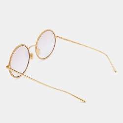 Boucheron Gold/Pink BC0045S Mirrored Round Sunglasses 